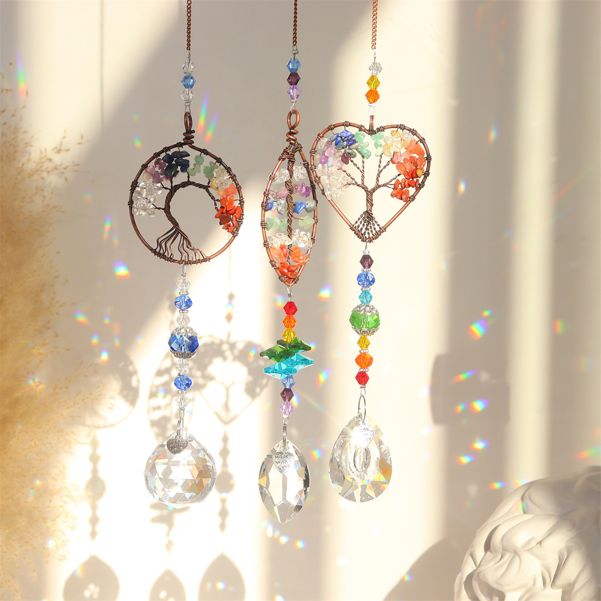 Outdoor Lighting Tree - Ornamen kristal penangkap cahaya pohon kehidupan,