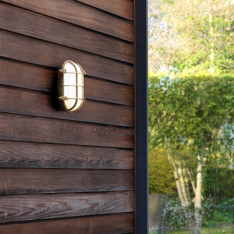 Outdoor Lighting Brass - Lampu Dinding Kaca Kuningan Minimalis Tahan