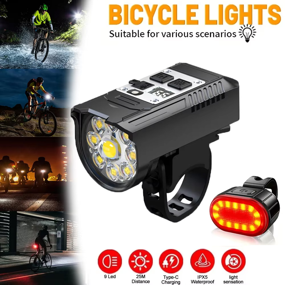 Outdoor Lighting Ideas For Party - Lampu Depan Sepeda LED 9 Lampu,