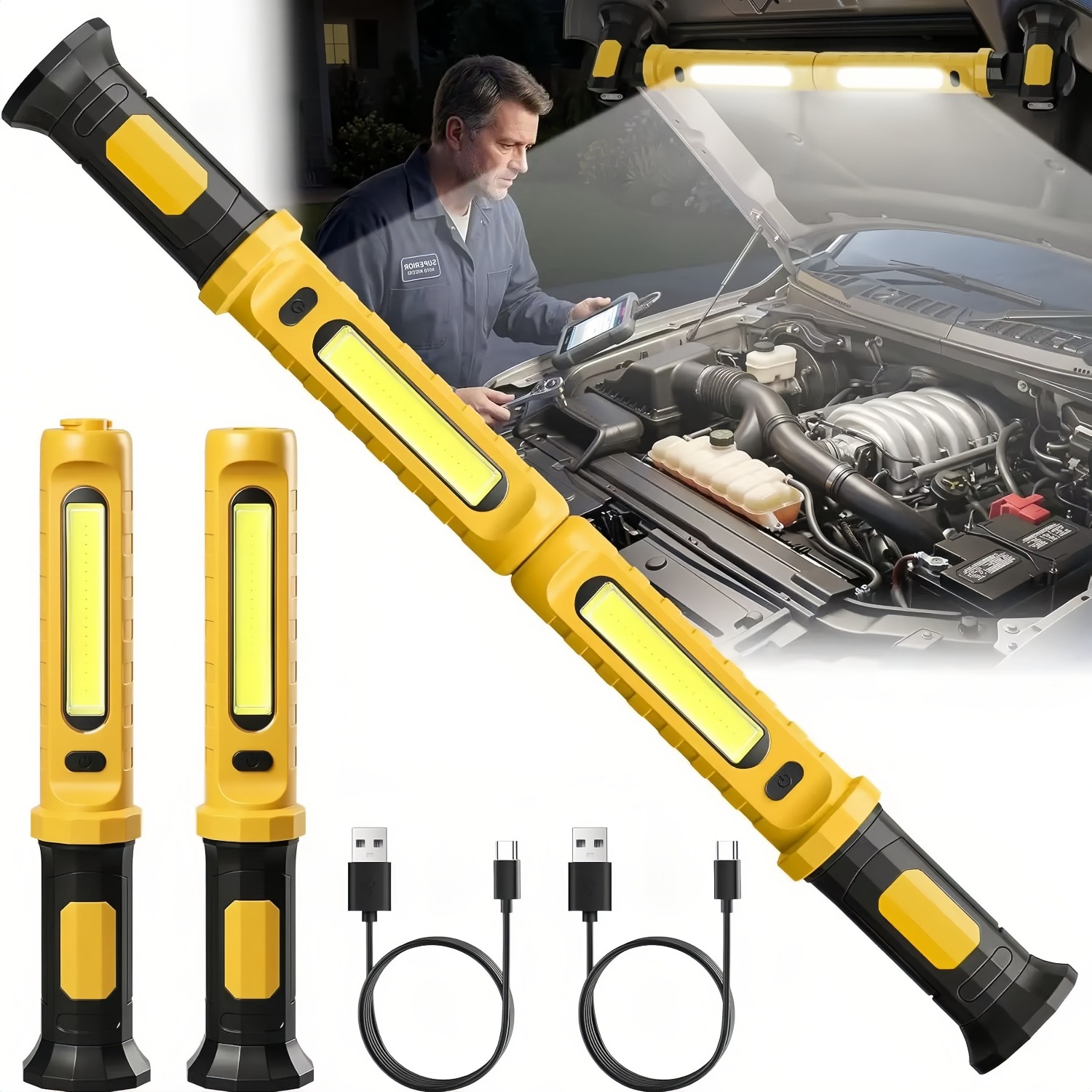 Outdoor Lighting Rechargeable - Lampu Kerja Magnetik Multifungsi 2-in-1, Lampu