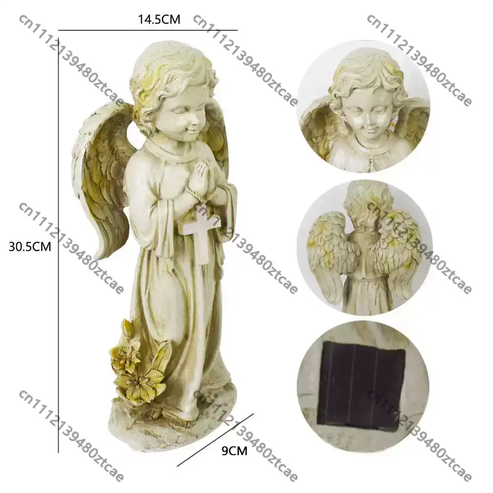 Outdoor Lighting Brass - Patung Malaikat Salib Surya, Vas Lampu