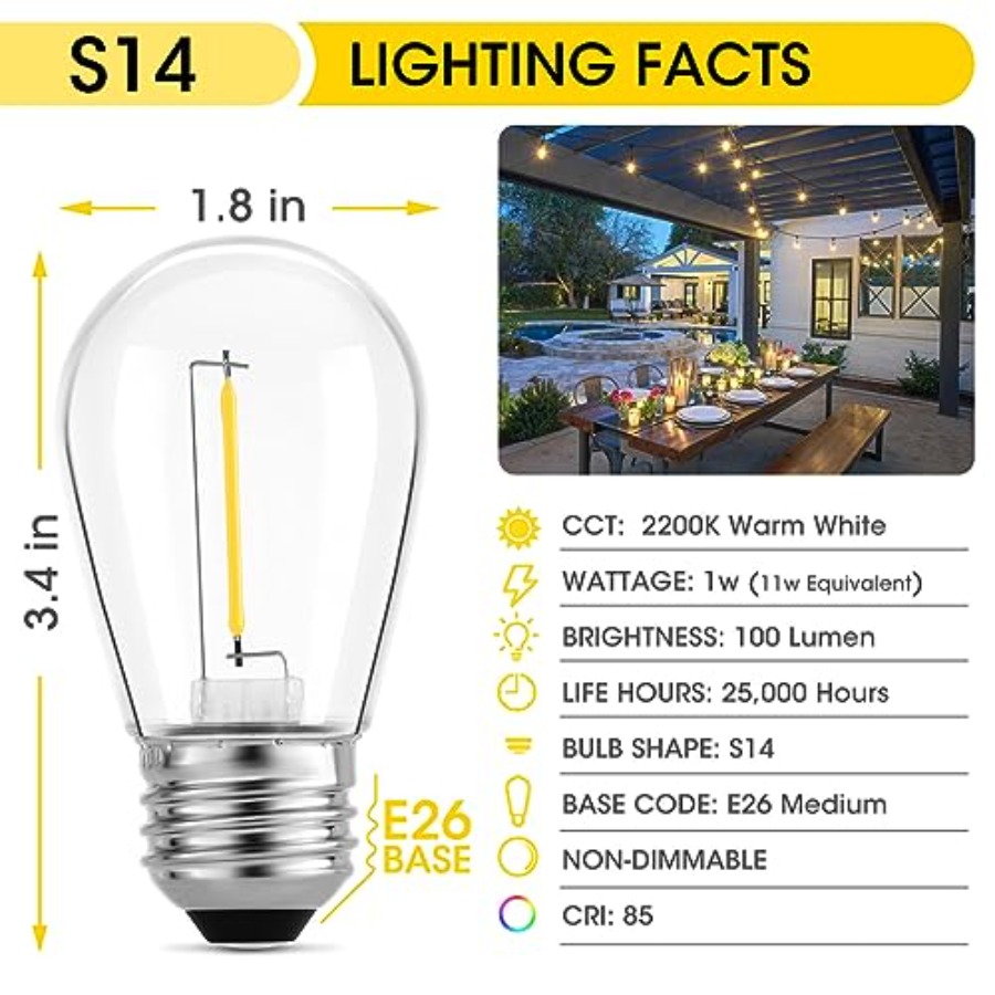 36 Paket Lampu LED S14 untuk L - Outdoor Lighting Rechargeable ulasan dan harga