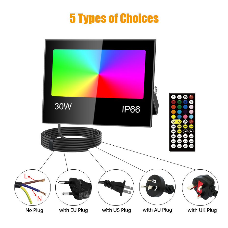 Lampu Sorot LED RGB 30W 50W 80 - Outdoor Lighting Uk ulasan dan harga